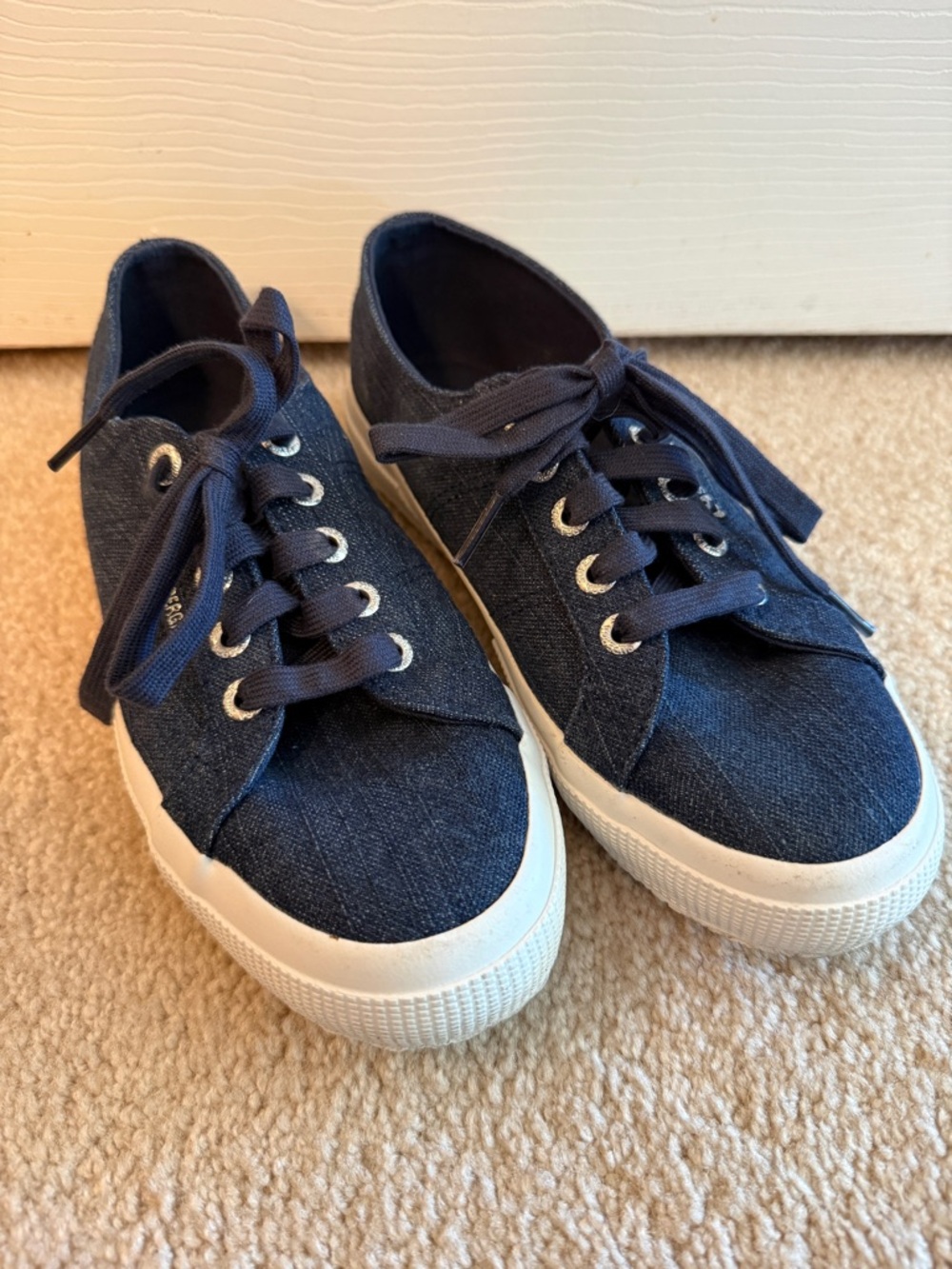 Superga Women’s Navy Canvas Lace-Up Sneakers